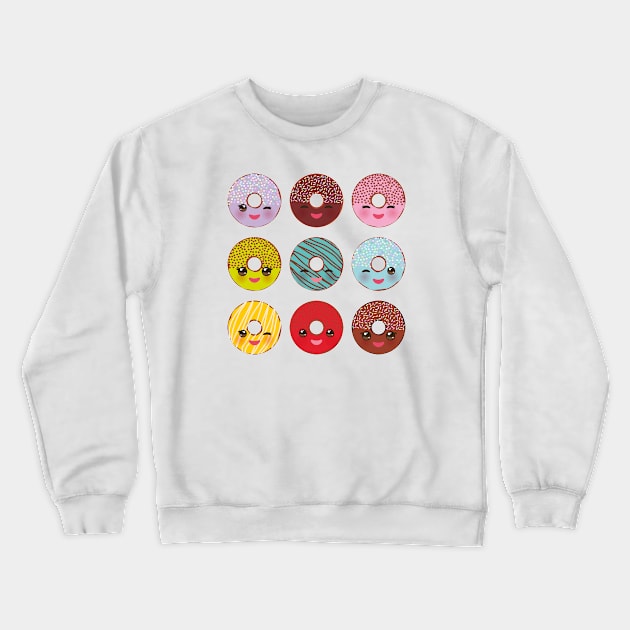 Sweet donuts set with icing and sprinkles Crewneck Sweatshirt by EkaterinaP